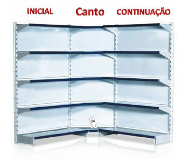 GÔNDOLA DE CANTO 1,70X0,59X0,30/0,40 COM 5 BANDEJAS